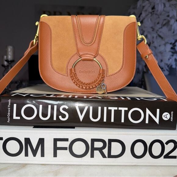 See by Chloé Hana Caramello Leather & Suede Saddle Crossbody Bag - Picture 4 of 15